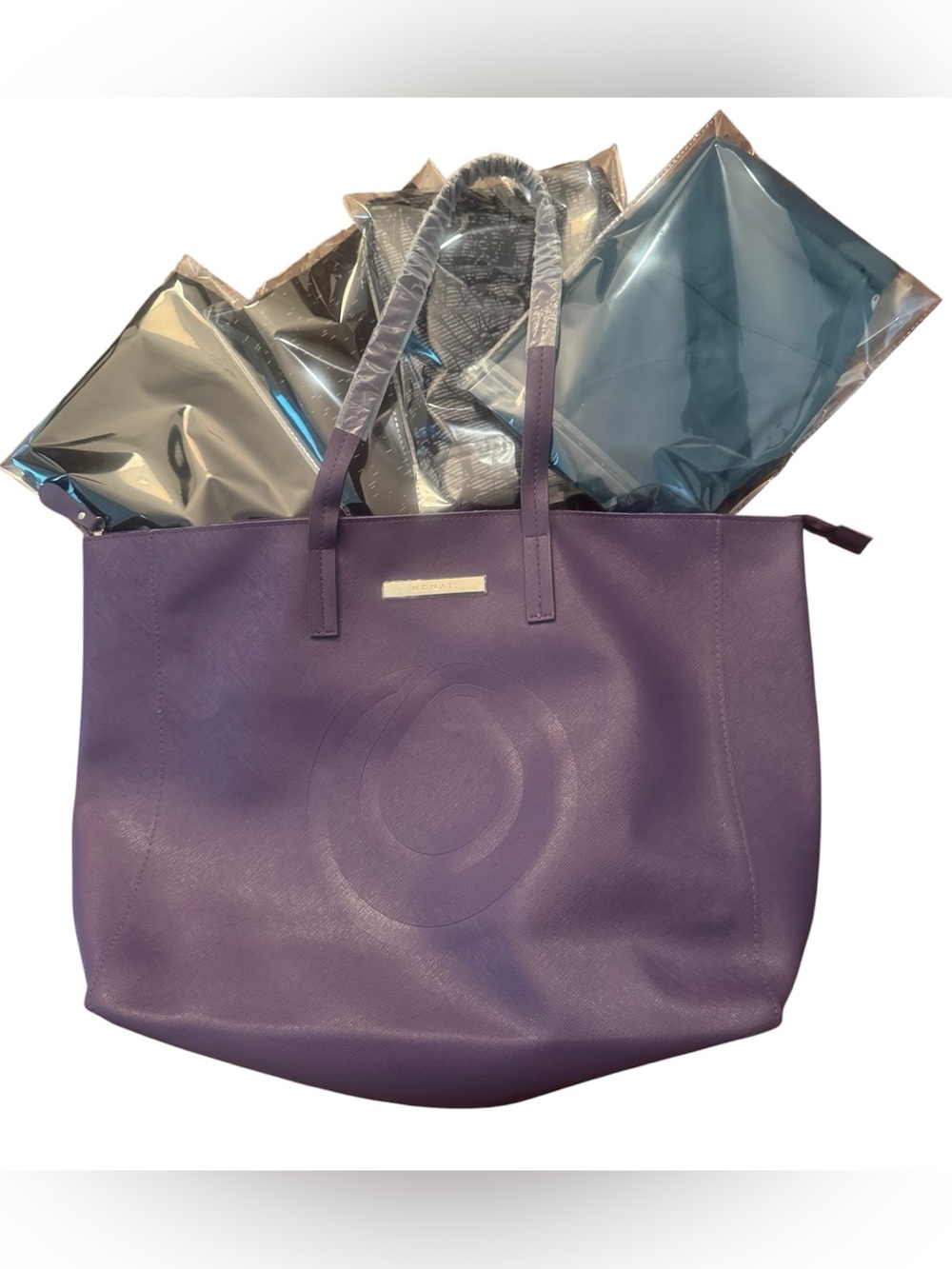 STUFF THE BAG Bundle: NWT Monat Purple Tote + 4 pairs EUC Capri Leggings Medium